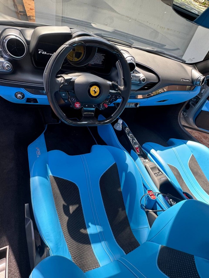 Ferrari F8 blue interior ceramic coating